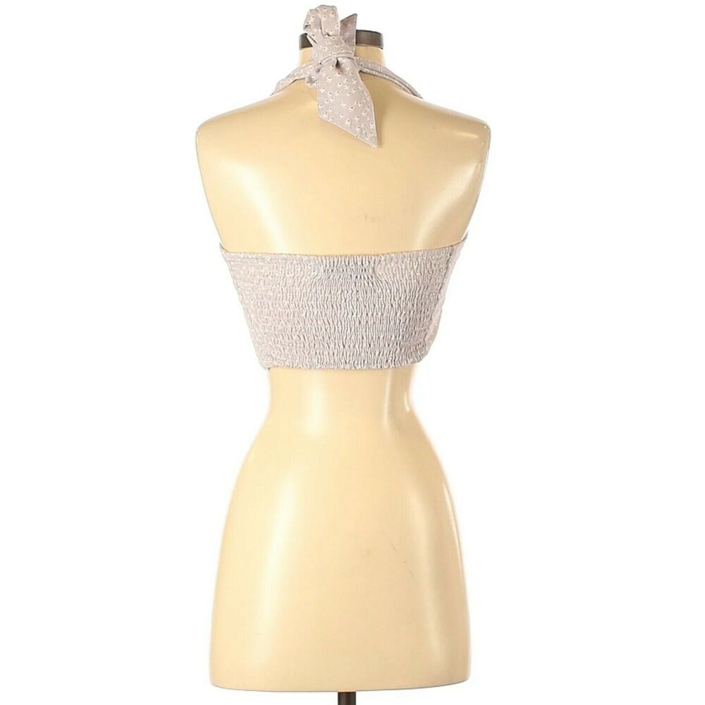 WITH JEAN Lucielle halter floral smocked fitted crop top in lavender fleur Sz XS - Picture 2 of 7